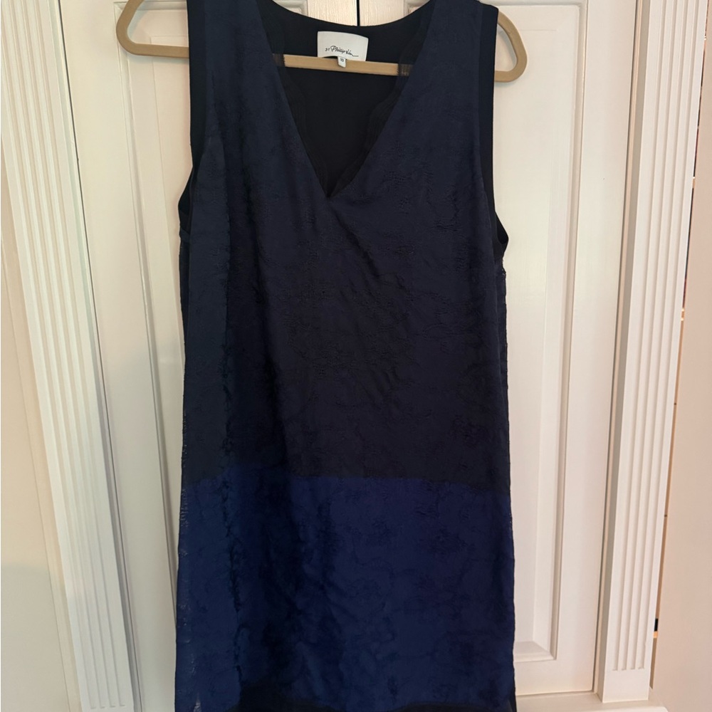 3.1 Phillip Lim Navy Two-Tone Sleeveless Dress